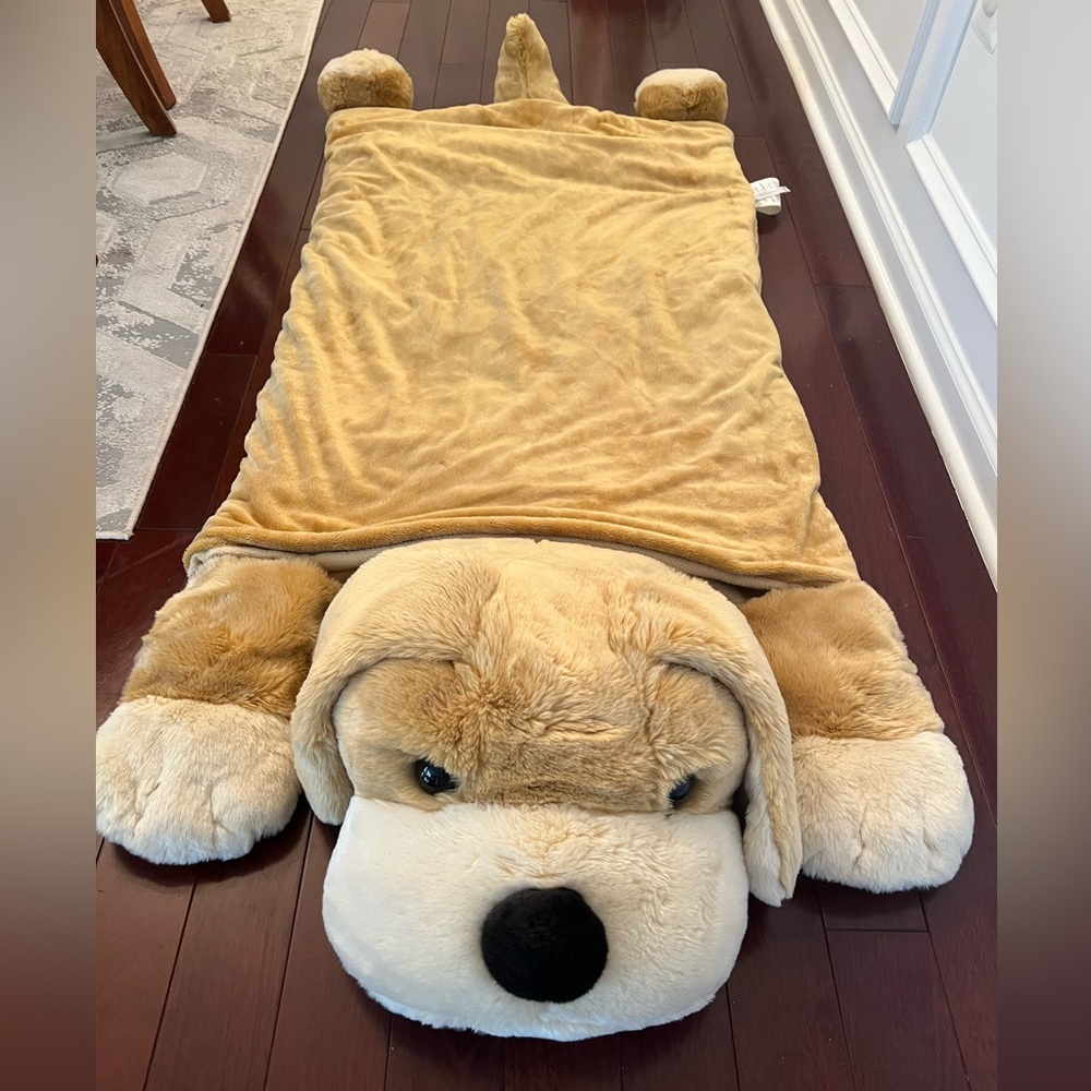 FAO SCHWARZ Tan Dog Puppy Plush Sleeping Bag Blanket
